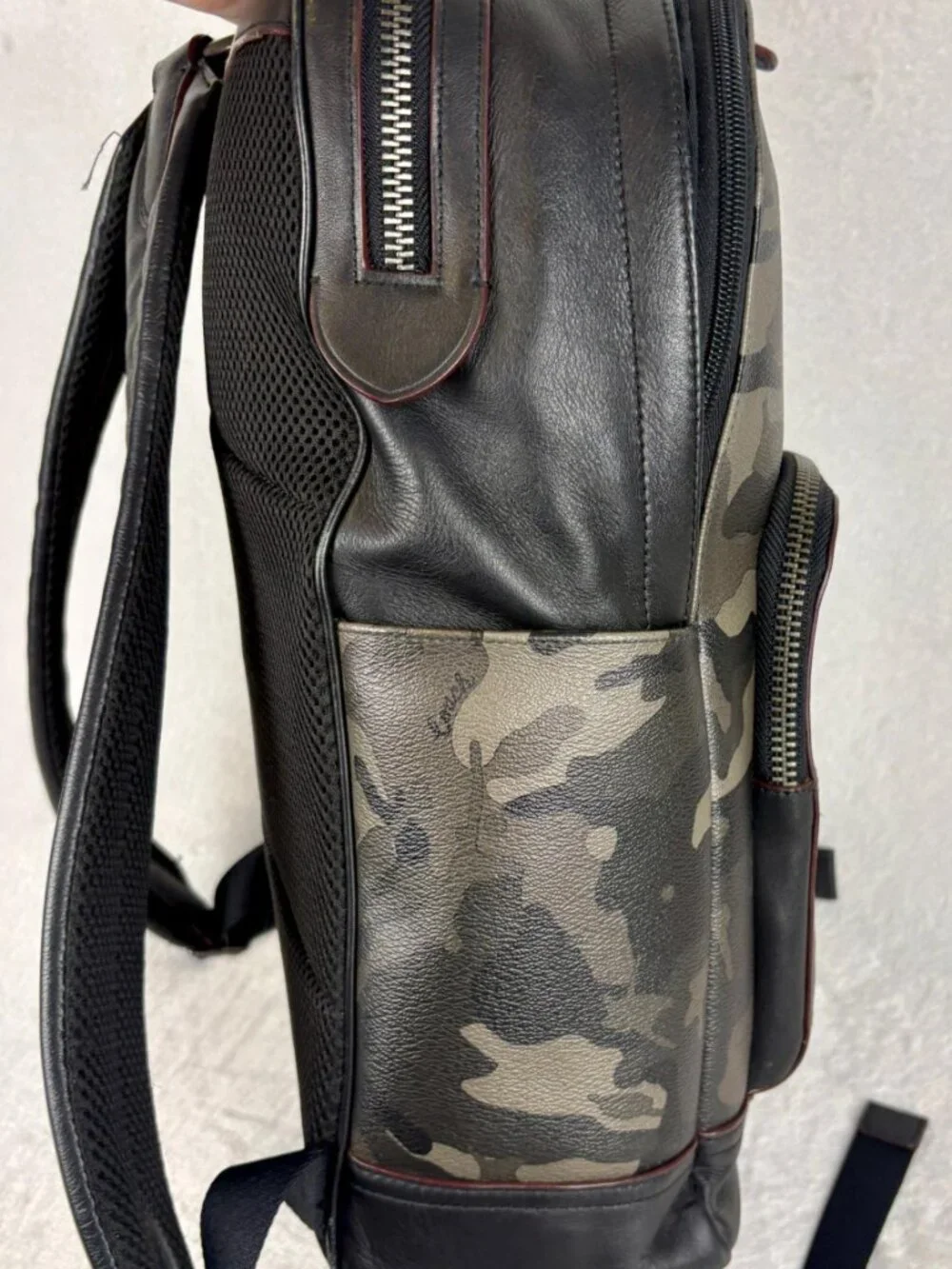 Coach Graham Backpack in Green Multi Camo Print Coated Canvas with Leather Trim